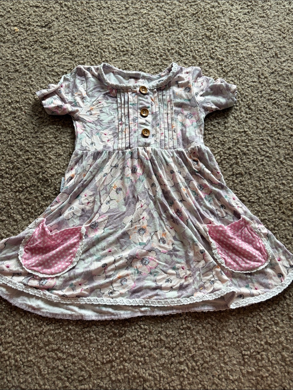 B51 Dreamiere Bamboo SS Twirl Dress w Lace Trim, 2/3t - Picture 1 of 3